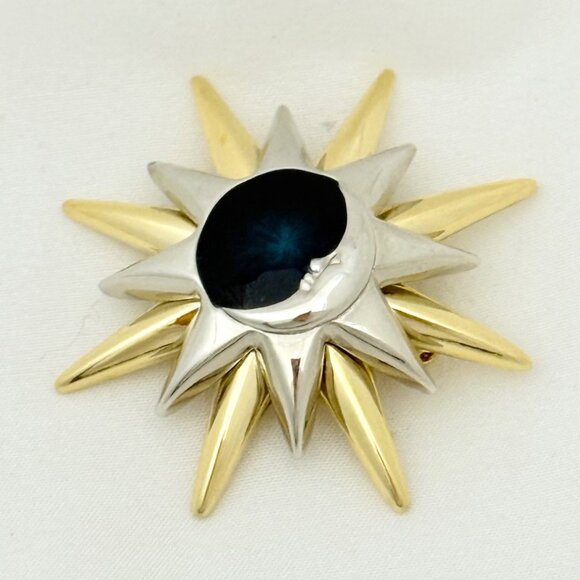 Vintage Liz Claiborne Moon/Star/Sunburst Celestial Brooch/Pin in Original Box - Picture 4 of 9
